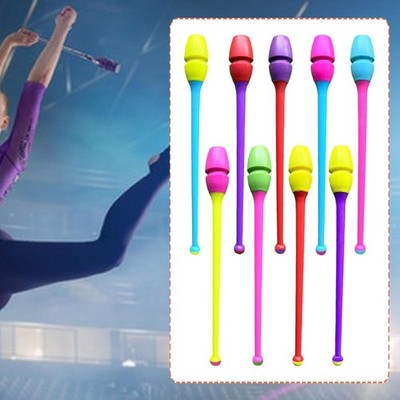 Zwei Gummi Gymnastikstäbe, 35 cm lang, koppelbar für Kunsttanz und Training