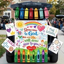 Halloween Christian Trunk or Treat Car Decorations Kit Crayon Size 3/4 Inch