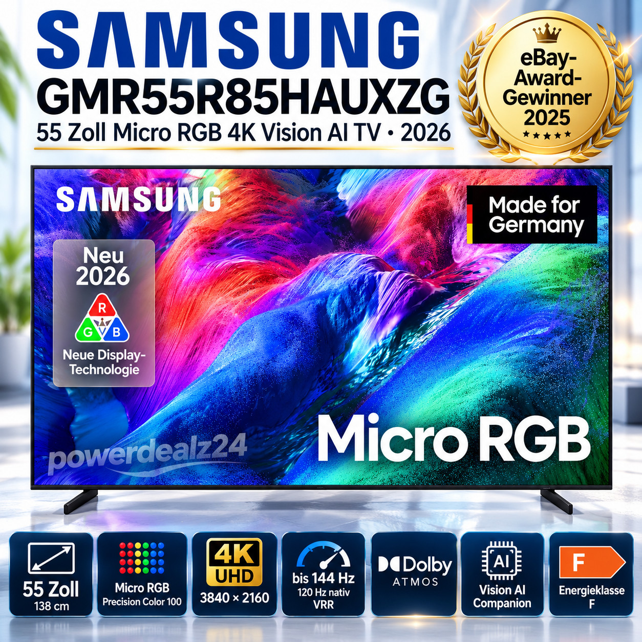 Samsung 55" Neo QLED QN80H 4K Smart TV - Micro-RGB - 144Hz - Titanium Black - Bild 2