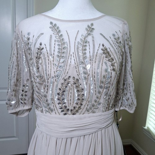 NWT Adrianna Papell Beaded Chiffon Dress Sz 4 Mother Bride Formal Evening Gown - Picture 10 of 16