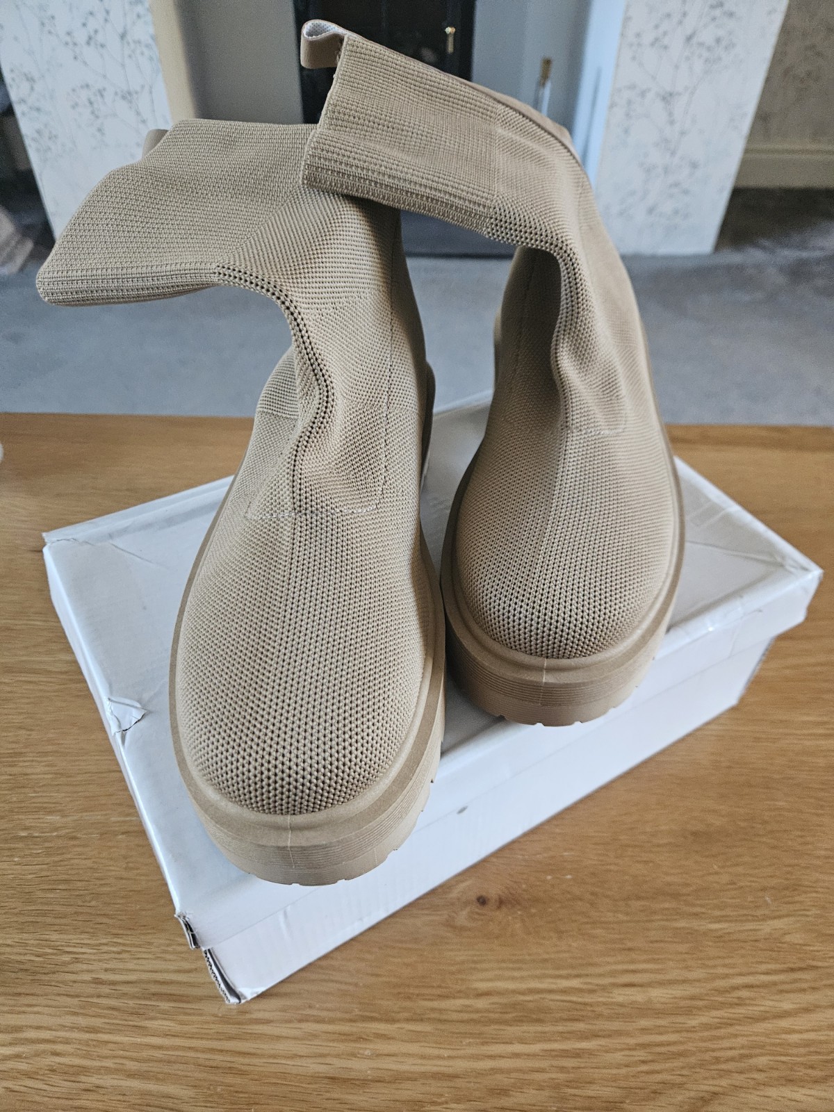 SAOLA LINEA DONNA STIVALETTI TACCO BASSO BLOCCO PLATEAU CALZINO GROSSO MISURA 6 UK