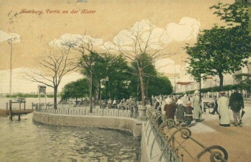 Postcard Hamburg lot on the Alster 1923 (No.9152)