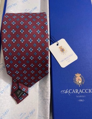 Handgefertigte italienische Seidenkrawatte 8,5 cm - Luxus Herren Krawatte Cravatta Caracciolo