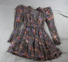 Ulla Johnson Dress Womens 2  Julie Long Sleeve Floral Print Mini Ruffle Boho