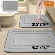 3Pcs Ultra-Soft Bath Mat Set Non-Slip Bath Rugs Bath Floor Mats for Shower Bath