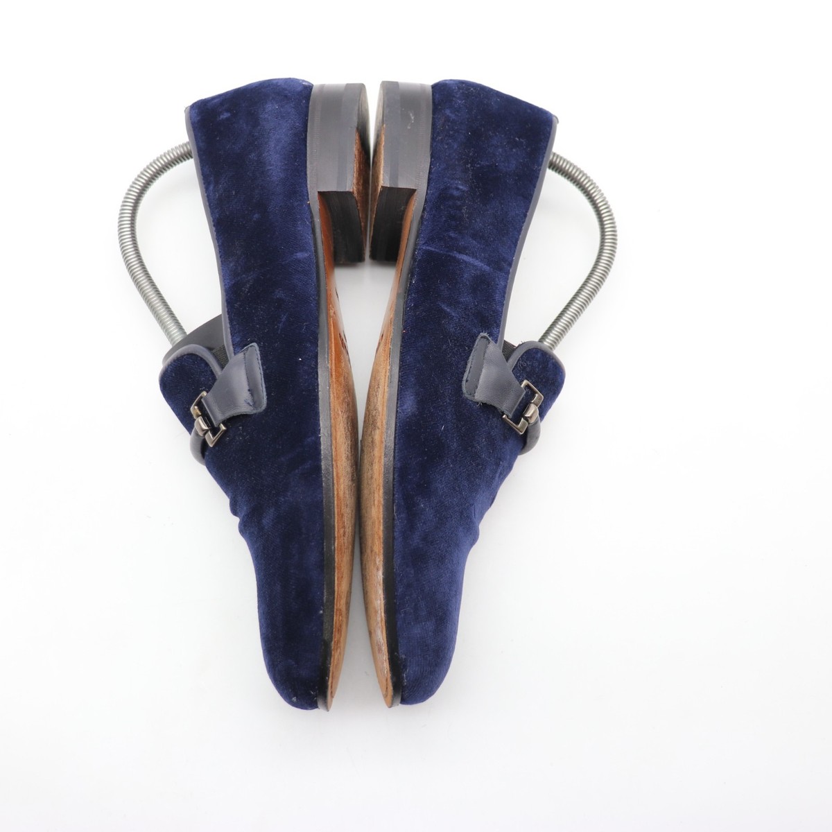 Mezlan Blue Velvet Horse Bit Loafers Men display picture 2