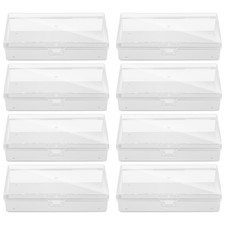 8x Clear Plastic Storage Container Boxes Hinged Lid Art Jewelry Making Organizer