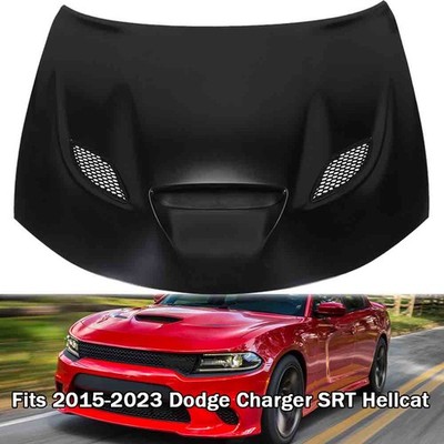 Fits 15-23 Dodge Charger SRT Hellcat Style Aluminum Hood Scoop Vent Unpainted