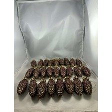 Vtg Resin Christmas Burgandy/Purple/Gold Pinecone Ornament Topped w/Gold Finials