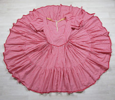 Vintage 50s Red Gingham Square Dance Dress Puff Sleeve Full Circle 25" Waist
