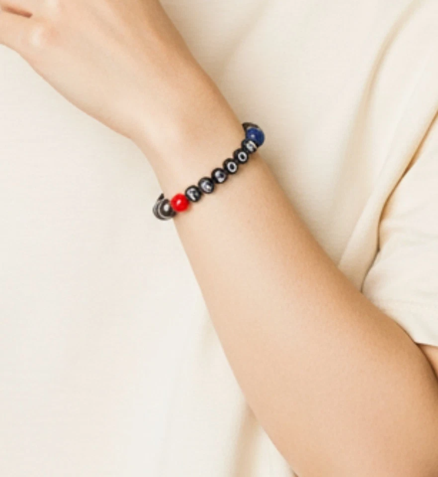 Pulseras de cristal hechas a mano de 8 mm inspiradas en Charlie Kirk hematita, cornalina, lapislázuli Foto 2 de 4