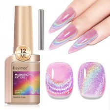 Cat Eye Gel Nail Polish Rainbow Color Glitter Holographic Gel Polish Pink Reflec