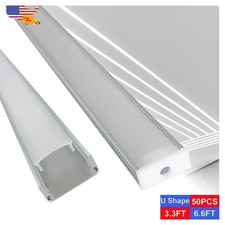 6.6FT/2M 50Pack U Type Led Aluminum Channel With Milky Cover For Led Strip Light