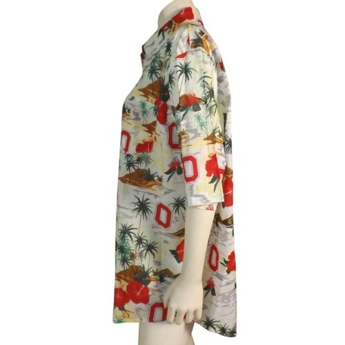 OHIO STATE Shirt, 2XL, Hawaiian/Floral Camp, short sleeves, Button front, Pocket - Picture 8 of 12