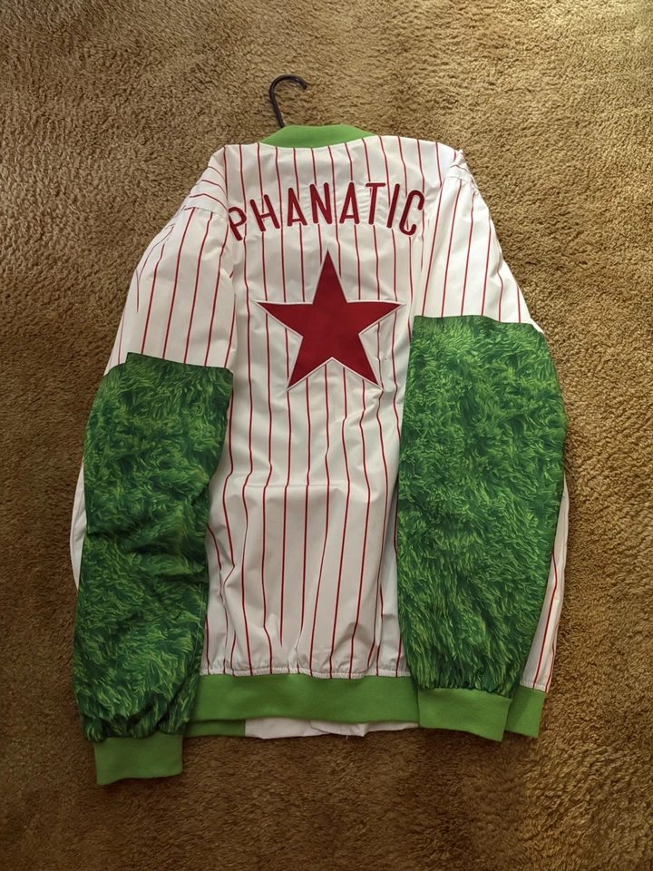 Chaqueta temática fanática Philadelphia Phillies 2XL MLB mangas rojas a rayas verdes Foto 2 de 3