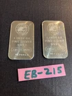 QUANTITY OF 2 ENGLEHARD E 1 TROY OZ. .999 FINE SILVER BARS
