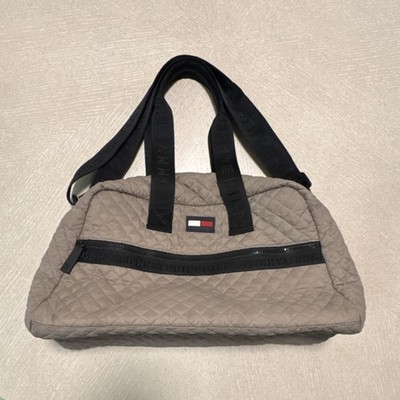 Tommy Hilfiger Beige Quilted bag with Black Tonal Jacquard Logo Webbing Strap