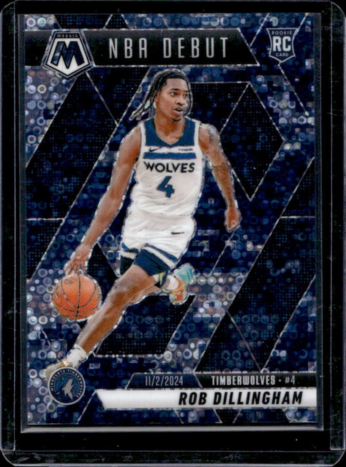 2024-25 Mosaic Rob Dillingham RC Fast Break Blue Camo Mosaic NBA Debut #/35
