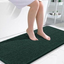 OLANLY Bathroom Rugs 47x24, Extra Soft Absorbent 47" x 24", Blackish Green