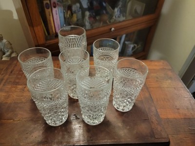 (Set of 6) Vintage Anchor Hocking Wexford, Diamond Cut Glass, 6.25'' Tumblers