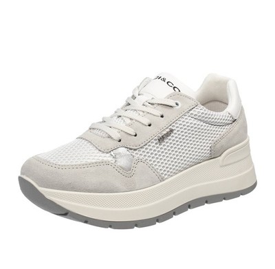 Igi & Co Kola - Plateau Sneaker aus Wildleder und grauem Stoff - Damen Schuhe