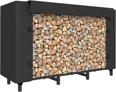 4Ft Firewood Rack Holder with Cover, Adjustable Heavy Duty Fire Log Stacker Stan