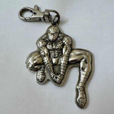 Marvel Heroes Spider Man Keychain Keyring 2007 Charm Silver Tone 2” Spider-Man - Image 1 of 4