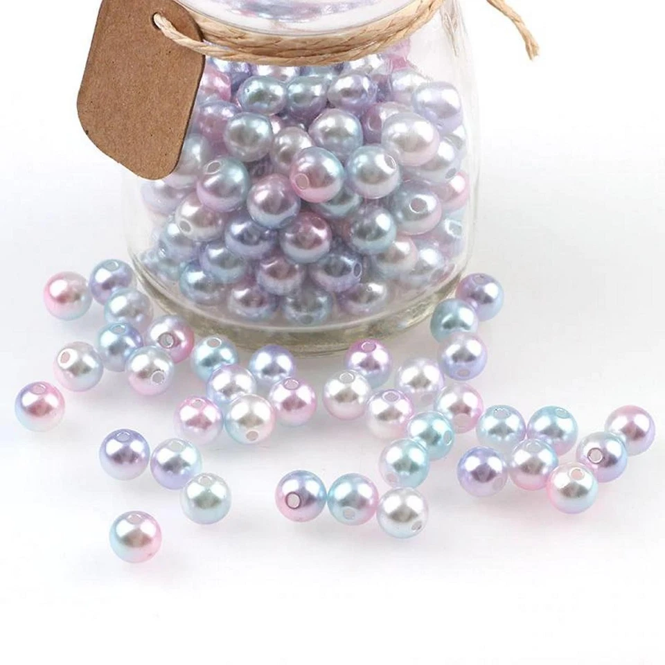 Wachsperlen 3 4 6 8 10mm mit Loch Kinder Armband Acryl zum Basteln Perlen Bunt - Bild 2 von 4