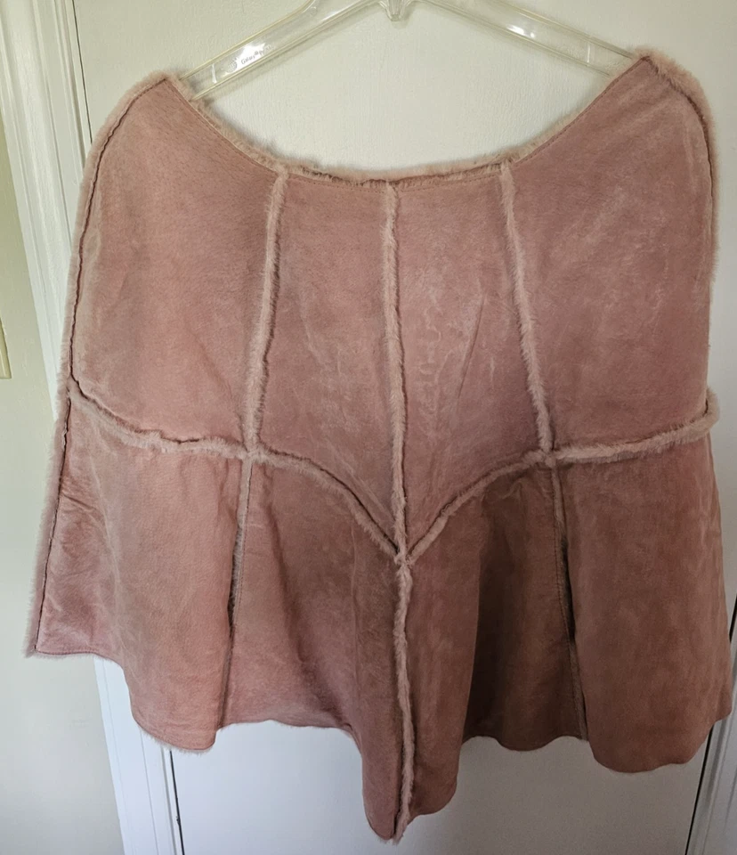 Wilsons Maxima Pink Suede Leather Poncho Cape Coat-Pockets-Size S/M-New w/o tags