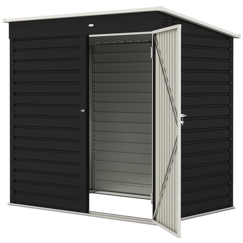 Dark Gray 6' x 4' Metal Garden Shed, Tool Shed w/Lockable Door