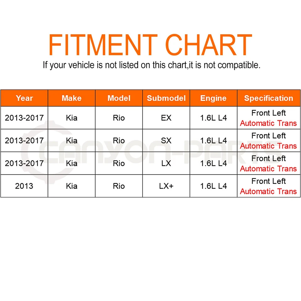 Conjunto de eje CV delantero izquierdo para Kia Rio EX LX SX 2013-2017 1,6 L transmisión automática Foto 2 de 4