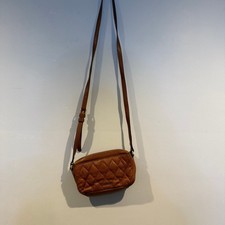 Vera Bradley Quilted Leather Crossbody Bag   Brown   9  x 5.5  