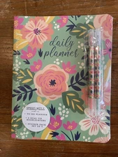 STEEL MILL FLORAL DAILY TO DO DAILY PLANNER 2 HIGHLIGHTERS STICKERS SET | NEW