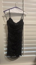 Windsor Let It Glow Glitter Mesh Mini Dress Black/Multicolor Sequin Size XS