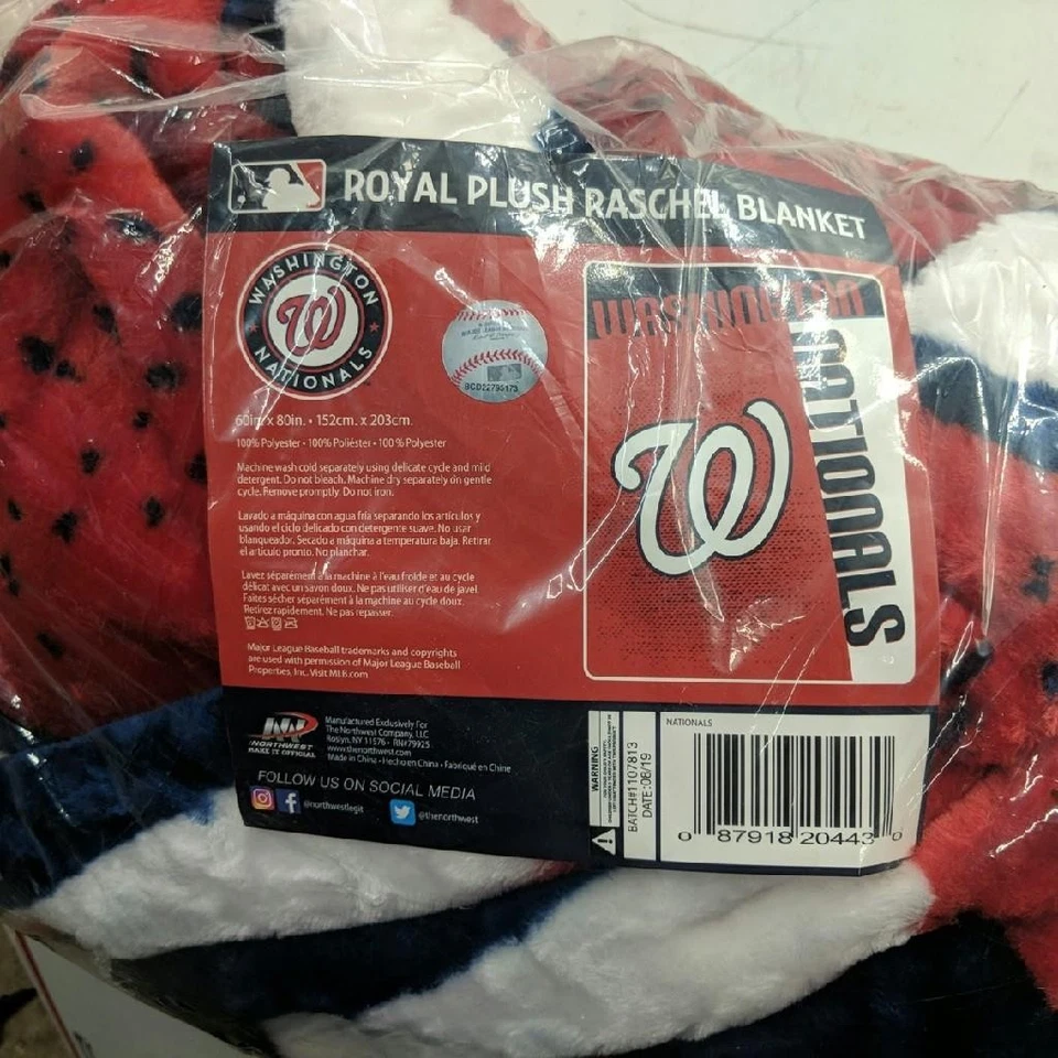 The Northwest Company MLB Washington Nationals Strike 60x80 Raschel Throw Foto 2 de 4