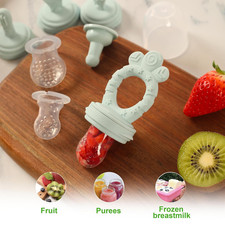 Baby Fruit Feeder Pacifier   7-in-1 Silicone Teether Toy  Food Feeder with S...