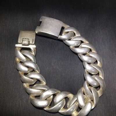 SCHWER & DICK! Vintage HERREN SILBER PANZER WICKEL ARMBAND Tibetisches Silber ARMBAND - Bild 1 von 4