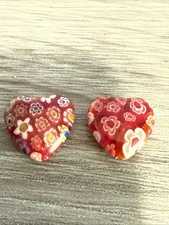 Small Hole Millefiori Hearts With Separate Bails Bales 10 Pieces BD21
