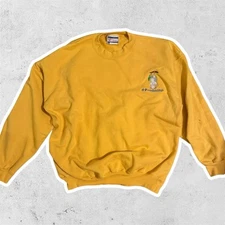 Vtg Hanes Ultimate Cotton Printpro Crewneck Sweatshirt Mens XL Yellow Embroidery