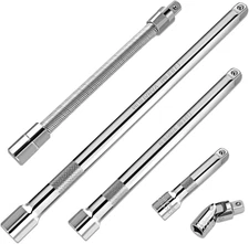 5-Piece 3/8 Inch Drive Extension Bar Set, Includes 3, 6, and 10 Inch Extensions,