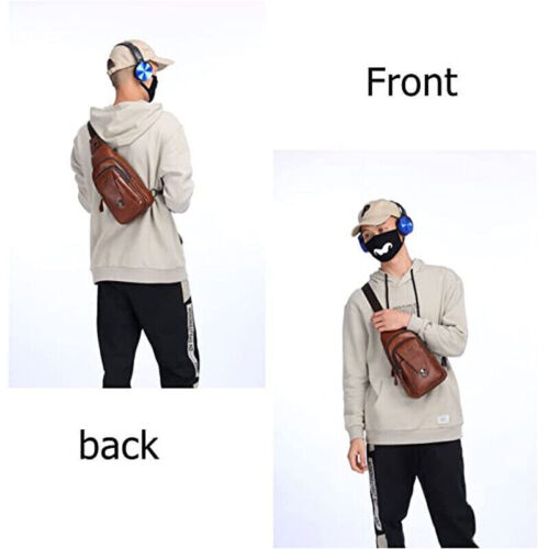 Sling Bag für Herren Rindsleder Rucksack Brusttasche Wandern Freizeit Schulterrucksack - Bild 11 von 16
