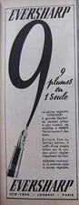 ADVERTISEMENT 1956 EVERSHARP ADJUSTABLE NIB 9 FEATHERS IN ONE - ADVERTISING