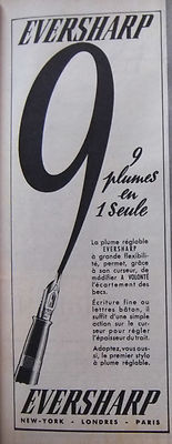 WERBUNG 1956 VERSTELLBARE FEDER EVERSHARP 9 FEDERN IN EINEM - ADVERTISING