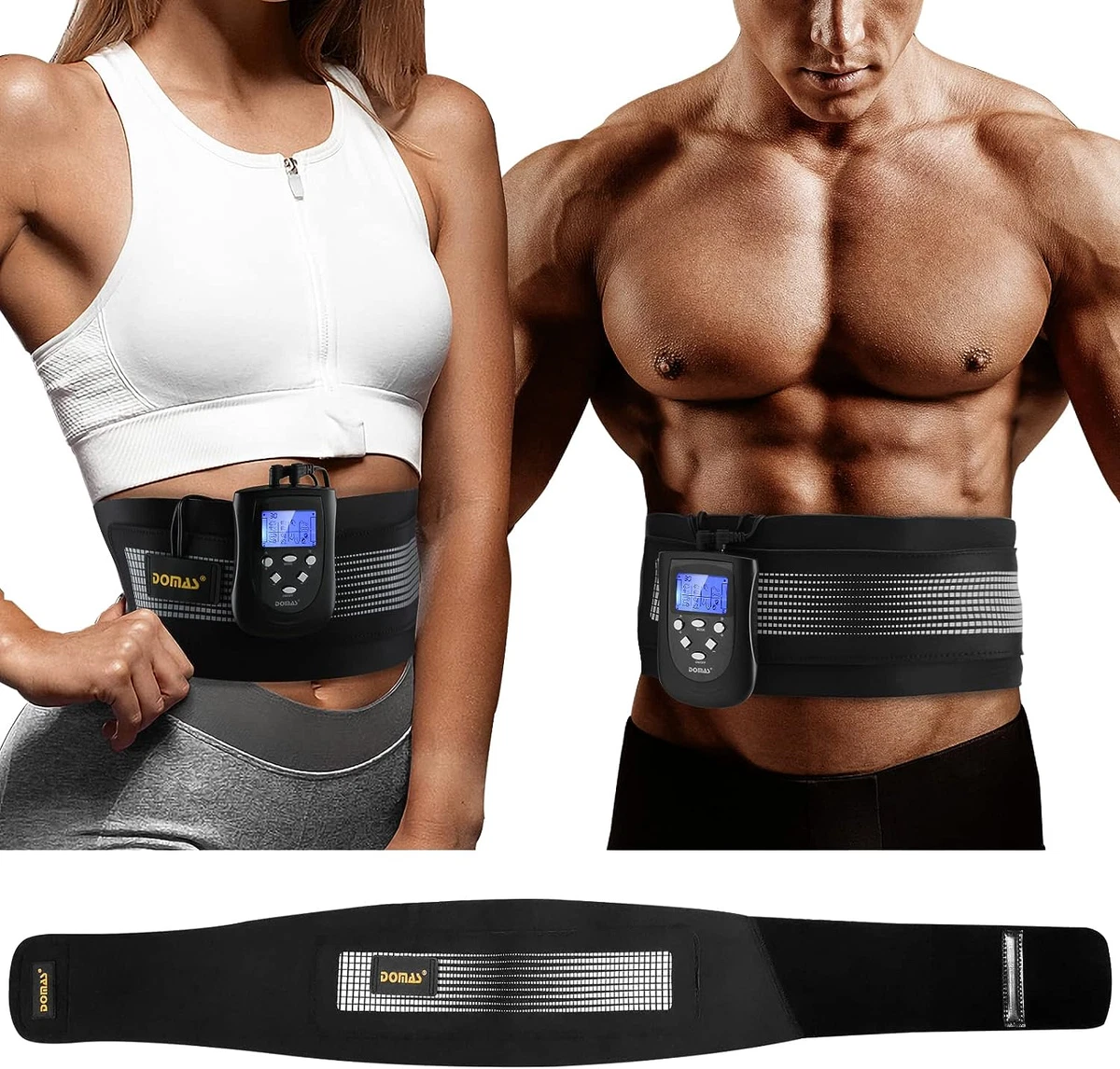 DOMAS Ab Belt Abdominal Muscle Toner- Abs Stimulator with 8 Modes Dual  Channe