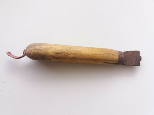 Vintage Schuhmacher Eisen Verglasung Kante Leder altes Werkzeug Schuster beschädigter Griff - Bild 1 von 12