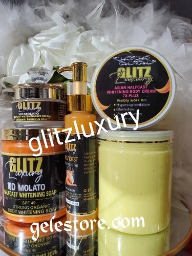 4pc. Glitzluxury Asian Half-C Whitening Cream, 10D Molato soap, facecream+ oil