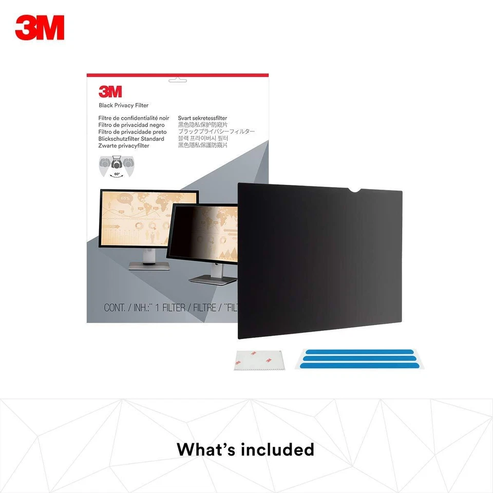 3M Privacy Screen Filter for 20.1 in Standard Monitor PF20.1 Black Gloss/Matte - Image 2 of 4