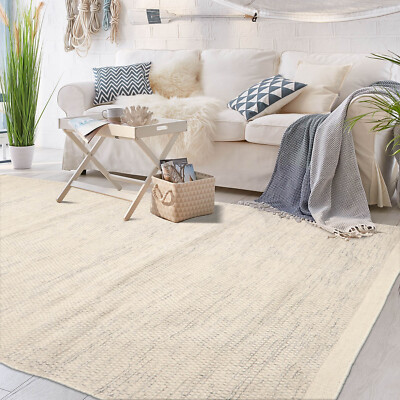 LoomBloom 5'3''x7'7'' Ivory Hand Woven Designer Kilim Flat Weave Wool Area Rug