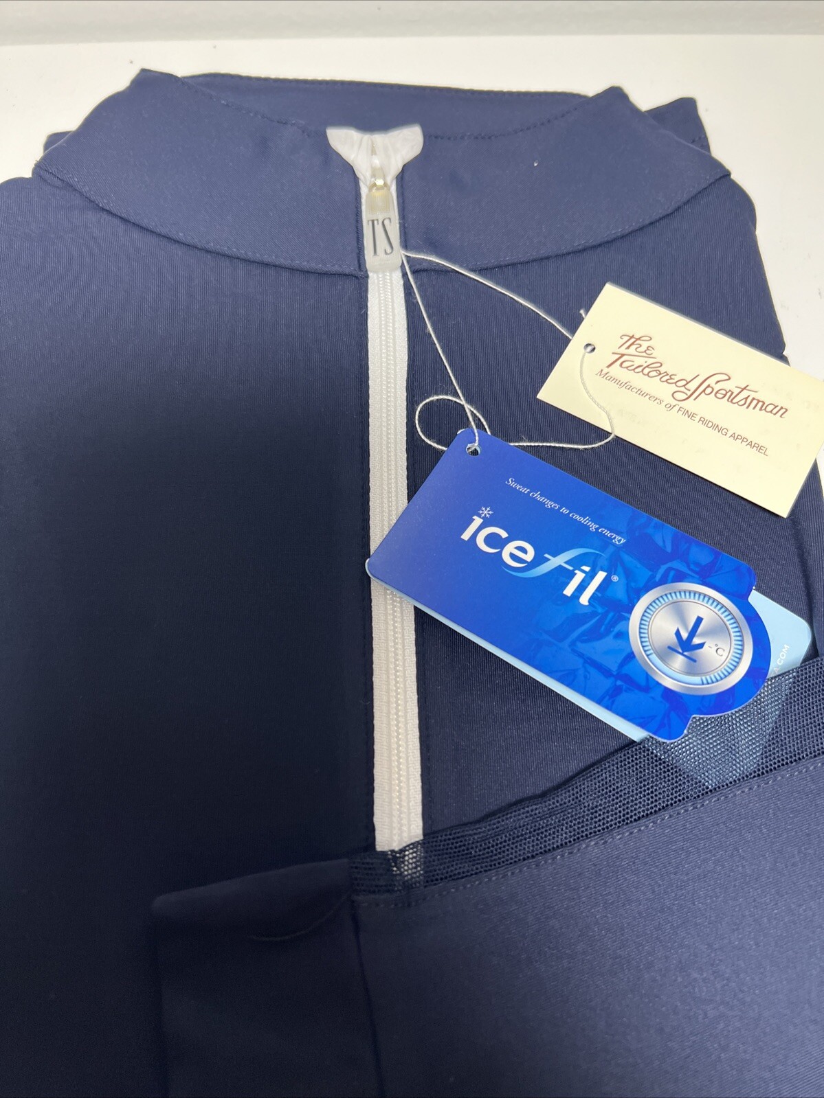 The Tailored Sportsman Icefil Long Sleeve Riding Shirt Navy/ White Small 