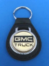 GMC TRUCKS BLACK LEATHER KEYRING KEYFOB #060